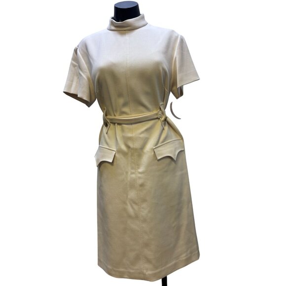 The J. Peterman Company White Belted Winter Dress Size M - Picture 1 of 6